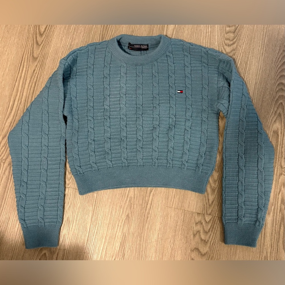 Tommy Hilfiger Women's Teal Cable Knit Sweater